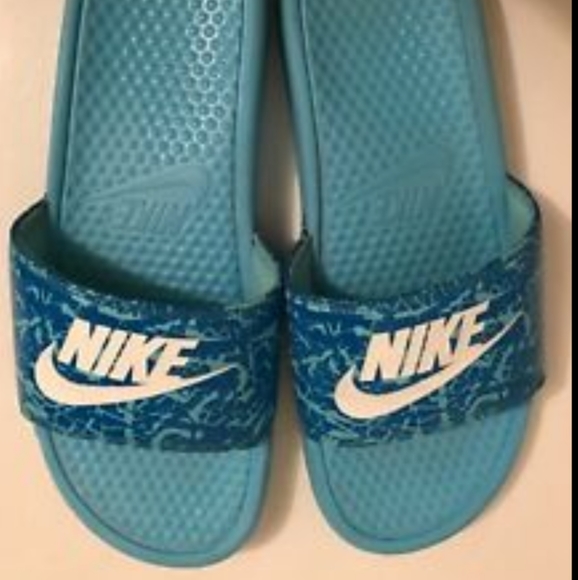 blue nike slides womens